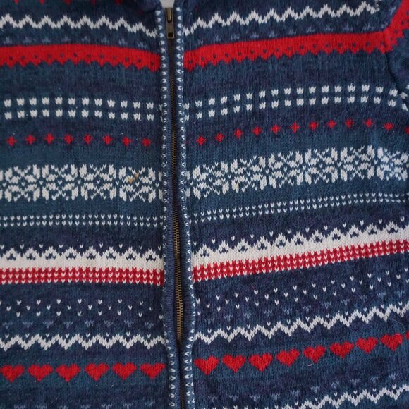 VTG Tiara International Fair Isle Zip Cardigan 45% Cotton Cabincore Holiday L - Picture 6 of 11